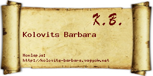 Kolovits Barbara névjegykártya