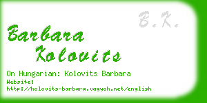 barbara kolovits business card